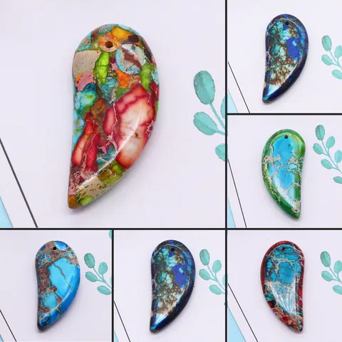 Pendente a Mezzaluna in Pietra Imperatore Naturale Ciondoli in Diaspro di Sedimento Marino Per Creazione di Gioielli DIY Solo Pendente