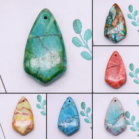 Ciondolo in Pietra Imperatore Naturale Ciondolo a Forma di Scudo Irregolare per Accessori Creazione Gioielli Fai-da-te
