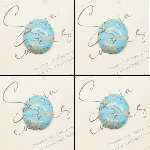 Natural Stone Blue Turquoise Oval Cabochon Loose Bead DIY Jewelry Making Component Ring Pendant Patch