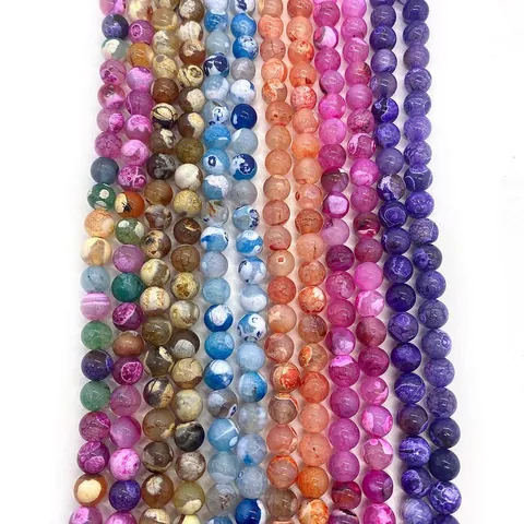 Natural Stone Dragon Vein Agate Round Beads Loose Spacer Beads For DIY Jewelry Making Bracelet Necklace Handicraft Accessories