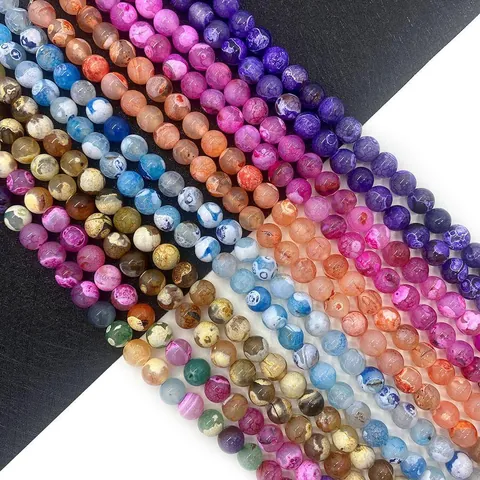 Natural Stone Dragon Vein Agate Round Beads Loose Spacer Beads For DIY Jewelry Making Bracelet Necklace Handicraft Accessories