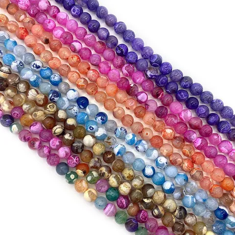Natural Dragon Vein Agate Loose Beads For DIY Jewelry Making Crackle Round Stone Beads For Bracelet Necklace Accessories