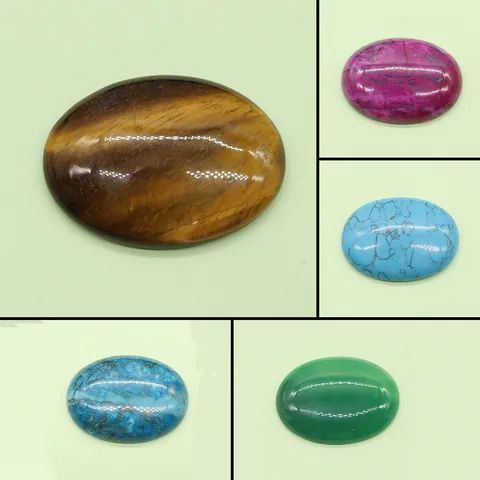 Cabochon Ovale in Pietra Naturale Per Creazione Di Gioielli Accessori Fai Da Te Perline Piatte In Aventurina Verde Occhio Di Tigre