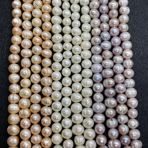Cuentas Sueltas de Perlas de Agua Dolce Naturales de Grado A para Accesorios de Fabricación de Collares y Pulseras de Bricolaje Tira de Color Blanco Rosa Púrpura