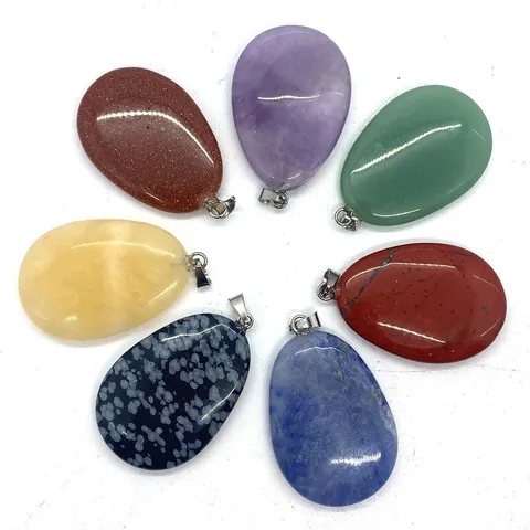 Naturstein Anhänger Tränenform Amethyst Topas Rosenquarz Für DIY Schmuckherstellung Zubehör Polierter Edelstein Anhänger
