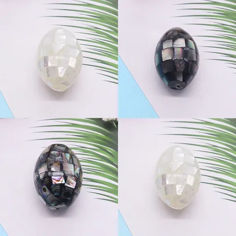 Natural Shell Mosaic Oval Loose Beads Mother Of Artificial Pearl Abalone Shell Components For DIY Jewelry Necklace Craft Accessories