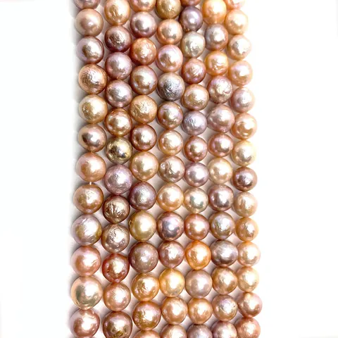 Cuentas de Perlas Artificiales Cultivadas de Agua Dulce Naturales Edison Casi Redondas Hebras de Perlas Artificiales Multicolor Alto Brillo Para Joyería DIY