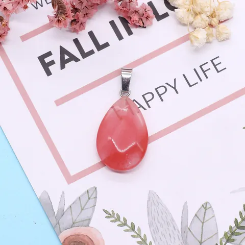 Gefacetteerde Waterdruppel Natuursteen Hangers Voor DIY Ketting Sieraden Maken Accessoires Met Metalen Borg Gepolijste Edelsteen Hanger