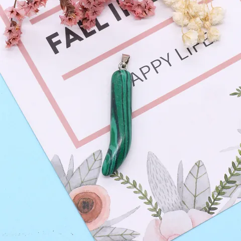 Natural Stone Pepper Shaped Pendant Polished Chili Charm With Metal Bail For DIY Necklace Jewelry Making Accessories
