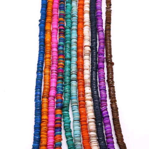 Perline a Disco Heishi in Conchiglia Naturale Tinta Perline Distanziatrici Rotonde Piatte Per Creazione di Gioielli Fai da Te Collane Bracciali Accessori Bohemian