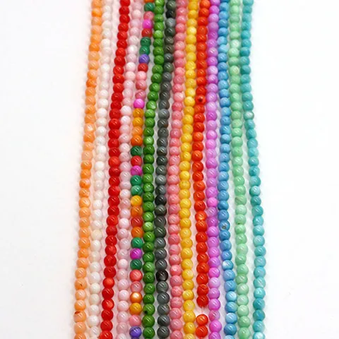 Perline di Conchiglia d'Acqua Dolce Naturale Perline Sciolte Tonde Tinte per Produzione di Collane e Bracciali DIY Risultati Gioielli