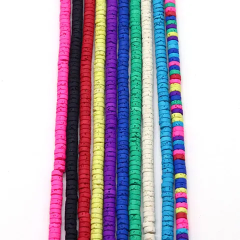 Perline Heishi in Pietra Lavica Naturale Tinte Perline Distanziatrici Rotonde Piatte per Creazione Gioielli Collane Braccialetti Fai da Te Accessori