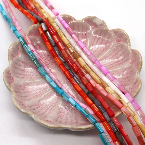 Natural Shell Cylinder Tube Beads For DIY Necklace Bracelet Jewelry Making Multicolor Mother Of Pearl Spacers Accessories