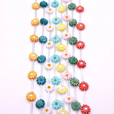 Natural Freshwater Shell Dyed Daisy Flower Loose Beads For Jewelry Making DIY Necklace Bracelet Accessories 6-12mm