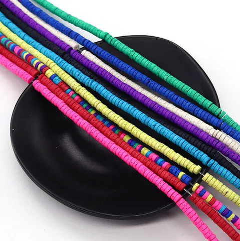 Perline Heishi in Pietra Lavica Naturale Tinte Perline Distanziatrici Rotonde Piatte per Creazione Gioielli Collane Braccialetti Fai da Te Accessori
