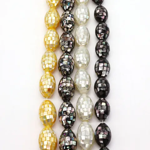 Natürliche Meeresschnecke Mosaik Oval Lose Perlen DIY Schmuckherstellung Zubehör Abalone Weiß Gelb Schwarz Perlen Für Halskette Armband