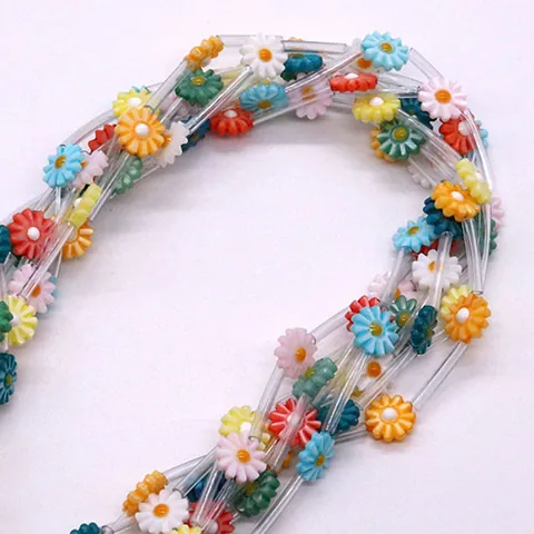 Natural Freshwater Shell Dyed Daisy Flower Loose Beads For Jewelry Making DIY Necklace Bracelet Accessories 6-12mm