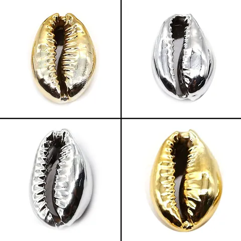 Cuentas de Concha Natural Galvanizado Oro Plata Cauri Caracol de Mar para DIY Fabricación de Joyas Collar Pulsera Accesorio