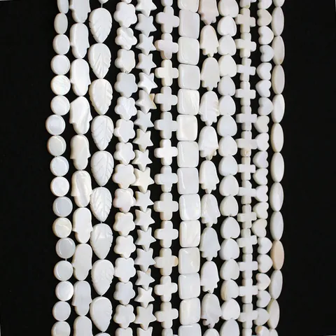 Cuentas Sueltas de Concha Natural de Agua Dulce Dijes de Madreperla para Hacer Joyas DIY Collar Pulsera Accesorios Cuentas de Concha Irisadas Múltiples Formas
