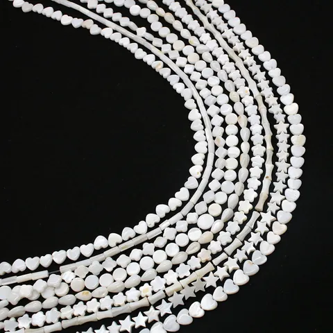Natural Freshwater Shell Loose Beads Mother Of Artificial Pearl Heart Star Flower Bamboo Shaped Polished Beads For DIY Jewelry Making
