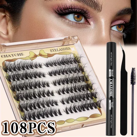 DIY Cluster Eyelashes Kit With Lash Bond And Seal Tweezers And Brush D Curl Individual Synthetic Fiber Lash Extensions