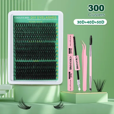 DIY Cluster Eyelash Extension Kit Mixed Length 10-16mm Individual Lashes With Bond And Seal Tweezer Professional Eyelash Set