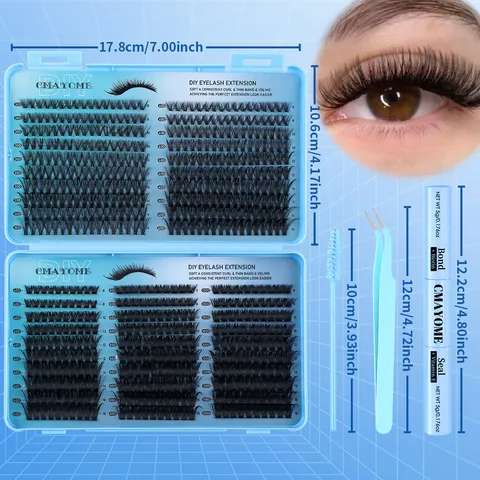DIY Wimpernverlängerung Kit Großes Volumen Cluster Wimpern D Locke Gemischte Länge Einzelne Wimpern Für Natürlichen Look Damen Beauty Tools