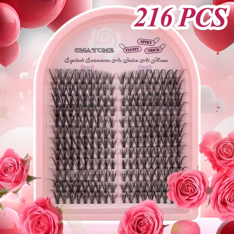 CMAYOME DIY Eyelash Extension Kit Natural Spiky Fluffy Thick Dense Segmented Individual Lash Clusters With Bond Seal Tool Set