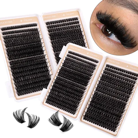 Kunstfaser Cluster Wimpern Kit Natürlich Dicht DIY Einzelwimpern Verlängerung Für Damen Mit Kleber Pinzette Und Bürste