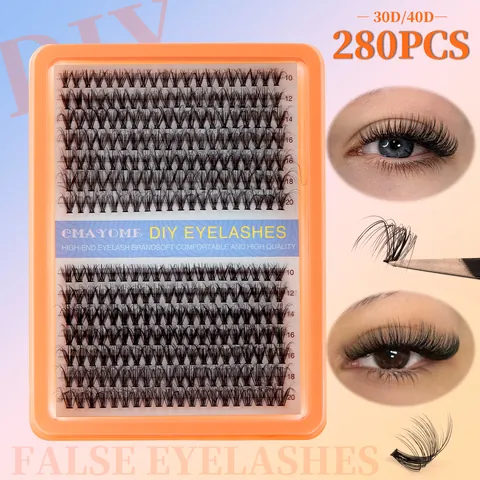 DIY Cluster False Eyelashes Extension Kit Mixed Lengths D Curl Segmented Volume Eyelash With Bond Seal Tweezers And Brush