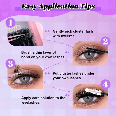 Ciglia a Cluster Singole Fai-da-te in Fibra Sintetica Curvatura D Ciglia Folte e Soffici Con Combo Bond Seal Pinzette Pennello Strumento Trucco Donna Accessori Bellezza Professionali