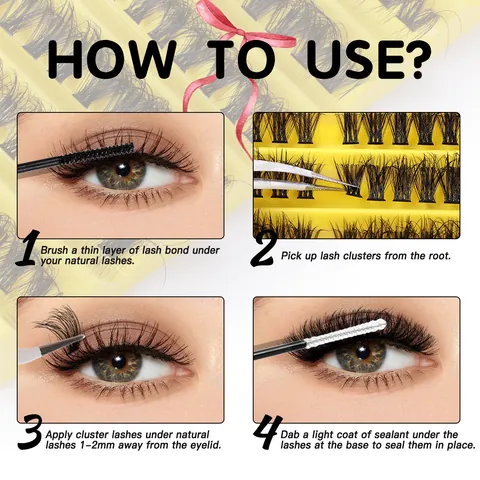 D Curl Cluster Eyelash Extensions Kit Synthetic Fiber Segmented Natural Thick Lashes For Daily Makeup DIY Individual Lashes With Tweezers