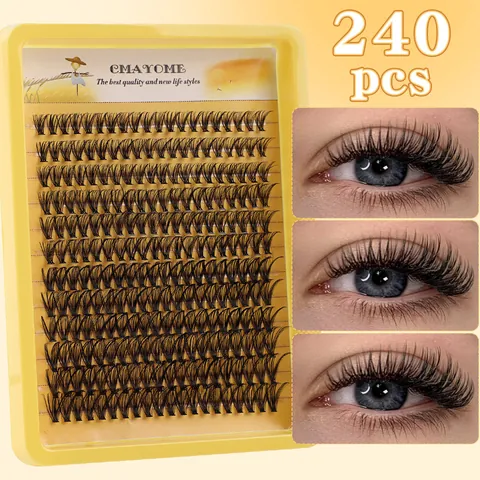 Cluster Lashes Natural Thick D Curl DIY Individual Eyelashes Synthetic Fiber Eyelash Extension Collection For Women Eye Makeup