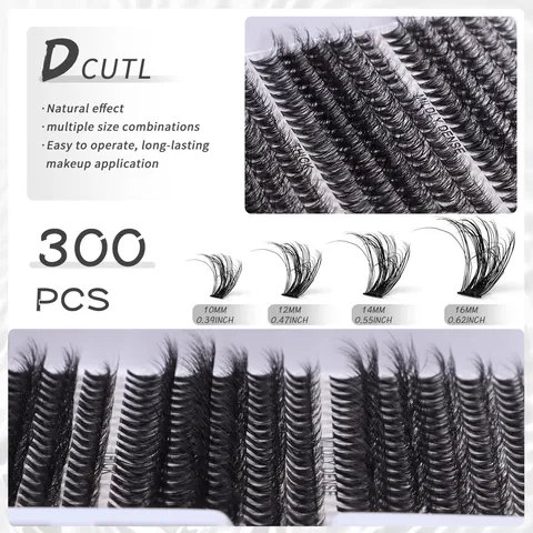 Ciglia Finte a Ciuffetti Singoli D Curl 10-16mm Naturali Folte Kit Fai da Te Con Colla Sigillante e Pinzetta Trucco Occhi