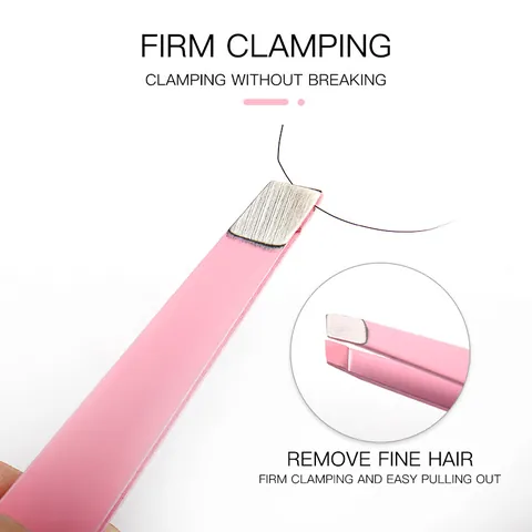 Stainless Steel Precision Eyebrow Tweezers For Eyelash Extensions Oblique Bevel Tip Precise Hair Removal Makeup Beauty Tool