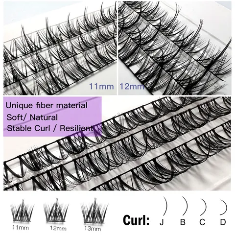 DIY Segmented False Eyelashes Natural Cross Manga Style Clusters Handmade Synthetic Fiber Lashes CC Curl Extension Women