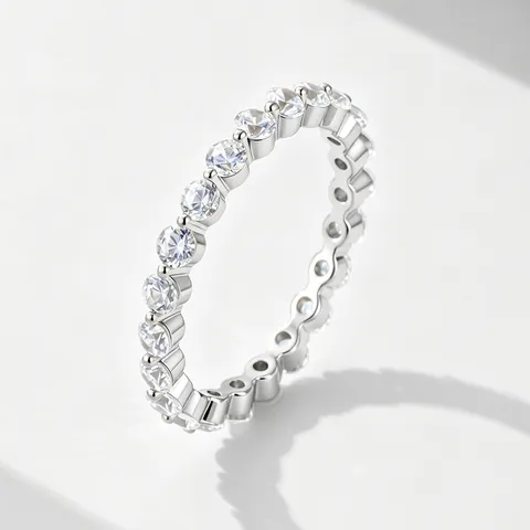 Luxurious 925 Sterling Silver Eternity Ring For Women Pave Rhinestone Fashion Jewelry Finger Ring Gold Rose Gold Silver