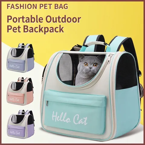 Pet Carrier Backpack Breathable Oxford Cloth Portable Cat Travel Bag With Transparent Window For Small Dogs Cats