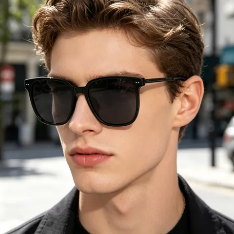 Faltbare Polarisierte Sonnenbrille Für Herren Quadratischer Großer Rahmen Kunststoff Metall UV400 Schutz Mode Outdoor