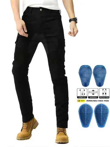 Jeans da Moto Estivi da Uomo in Mesh Con Protezioni in Silicone Pantaloni da Moto Cargo Tattici Protettivi