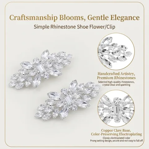 Clip per Scarpe in Cristallo Strass Floreali Rimovibili Decorazioni per Scarpe da Sposa in Lega Accessori Scarpe Donna Festa Cerimonia