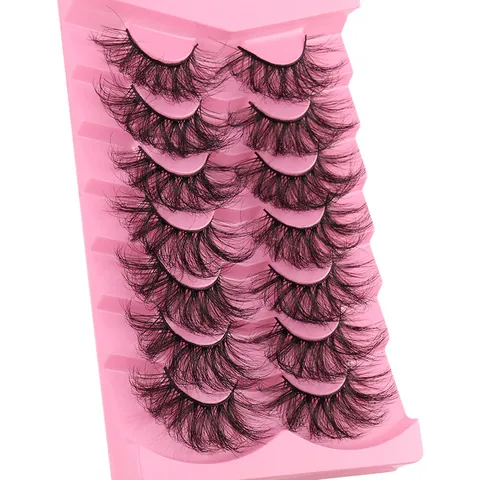 7 Pairs 8D Faux Mink False Eyelashes Russian Volume Thick Curled Eye Lashes For Dramatic Stage Makeup Beauty Extensions For Women