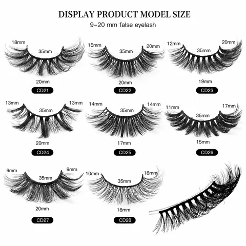 Faux Cils en Faux Vison 8D Épais Bouclés Style Russe Faits à la Main en Fibre Synthétique Extension de Faux Cils pour Maquillage Yeux Femme