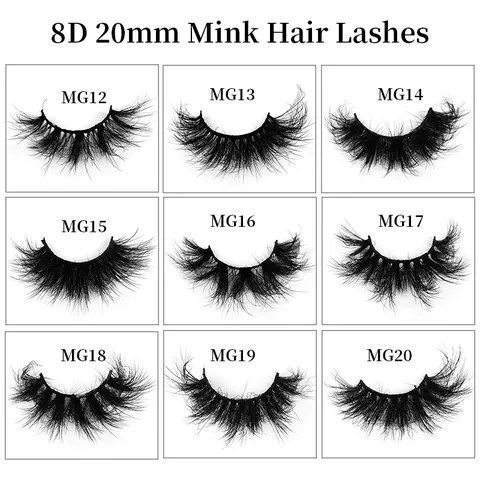 8D Faux Mink False Eyelashes Handmade 20mm Voluminous Thick Curled Full Strip Lashes For Women Makeup Beauty Tools