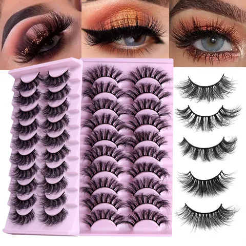 Volume Synthetic Fiber False Eyelashes Natural Thick Curled Russian Style Eyelashes Extension For Women Makeup Beauty Tools