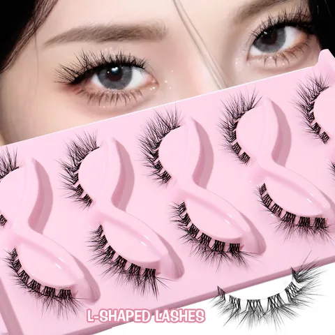5 Paare L-Form Falsche Wimpern Natürlich Dicht Lang Kunstfaser Wimpernverlängerung Make-up Tools Für Damen Große Augen