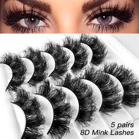8D Faux Mink False Eyelashes Thick Voluminous Curly Multilayer Crossover Black Eye Lashes Extension Makeup Tools For Women