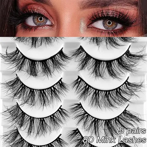 8D Faux Mink False Eyelashes Thick Voluminous Curly Multilayer Crossover Black Eye Lashes Extension Makeup Tools For Women