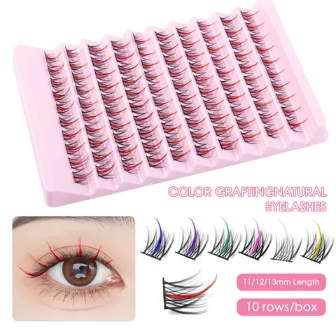 Colored Individual False Eyelashes Clusters DIY Segmented Eyelash Extensions Synthetic Fiber Anime Cosplay Colored Lashes For Women