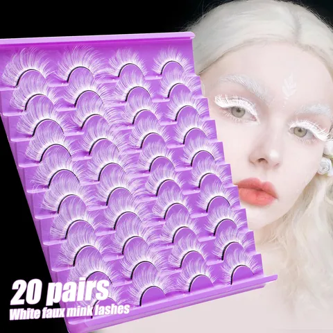 Dramatic 3D White False Eyelashes Faux Mink Dense Long Fluffy Extensions For Creative Stage Makeup Cosplay Party Women Beauty